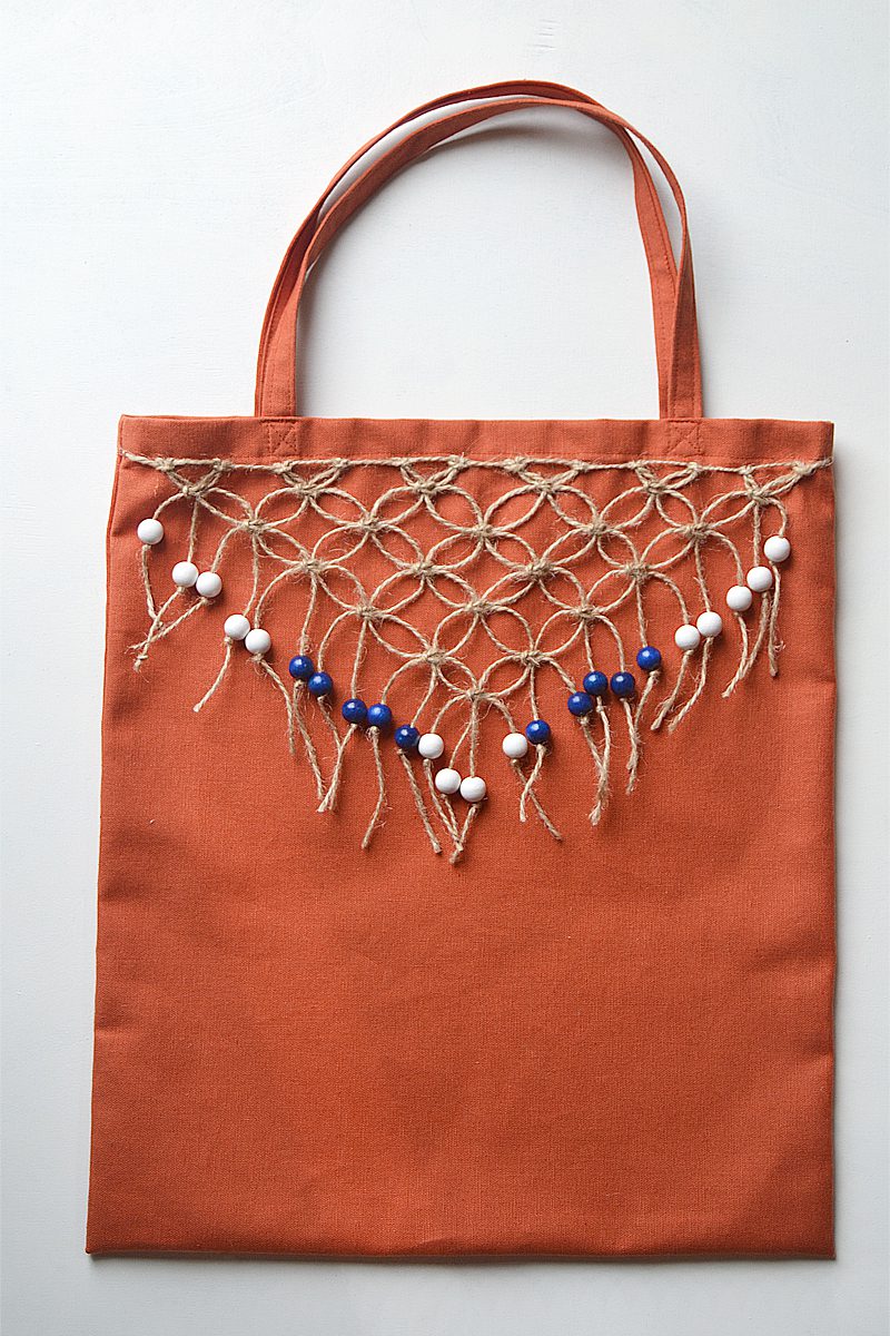 Macrame Handbag with Wooden Handles | handmadebyAL